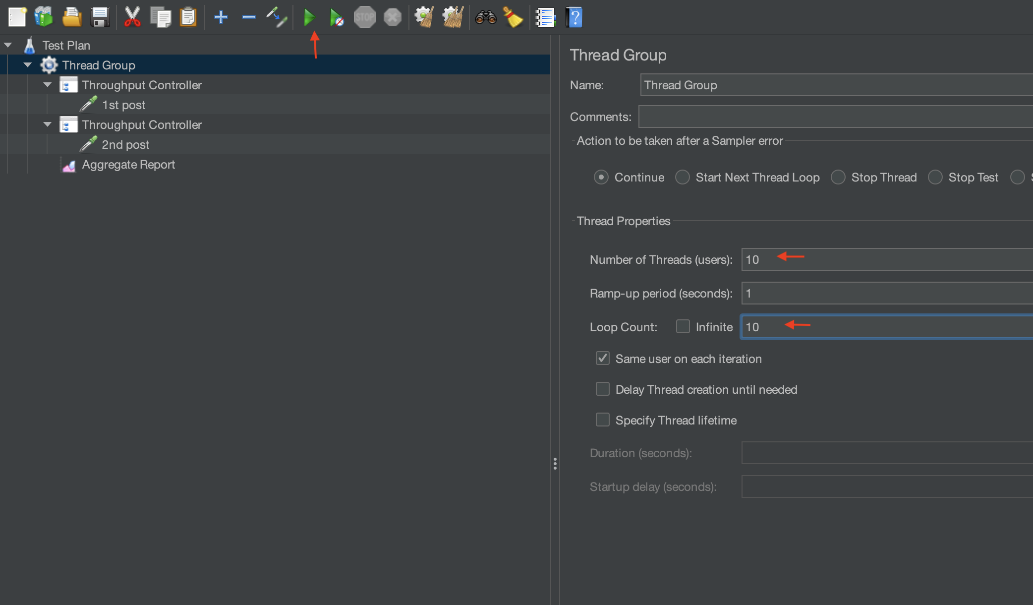 10 Threads and 10 Loop counts